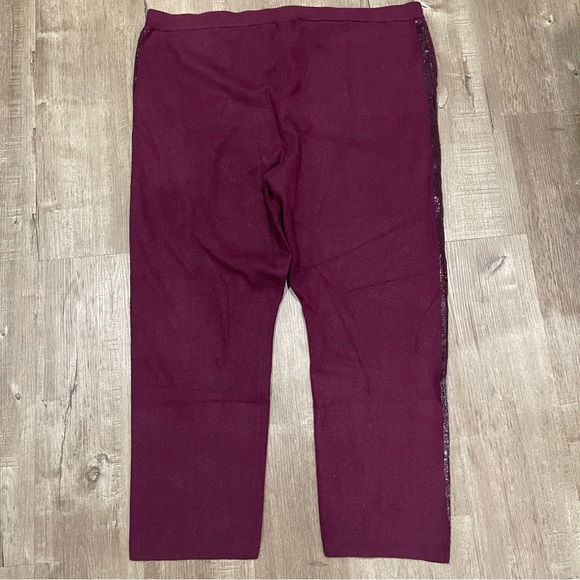 NWOT Chico's Women 2X Rich Burgundy Red‎ Wine Knit Pull On Pants with Sequins - Picture 2 of 7